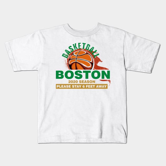 NBA 2020 Boston Celtics Spirit Stay 6ft Away Kids T-Shirt by mckinney